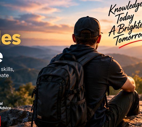 Traveler looking toward a sunrise over mountains